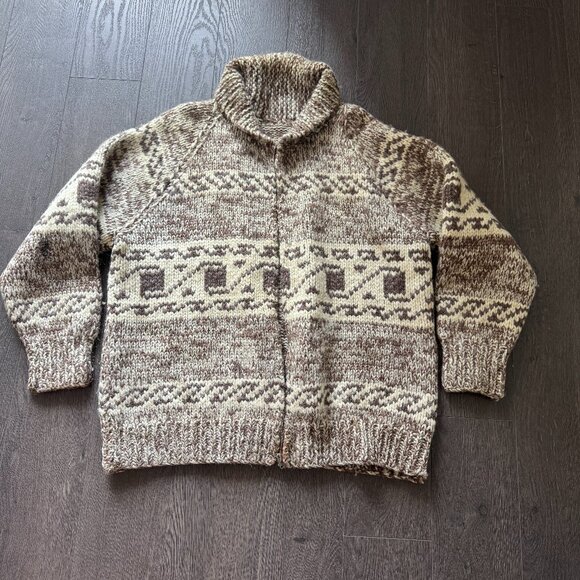 Vintage Cowichan Style Sweater chunky knit size medium preowned * - Picture 1 of 11